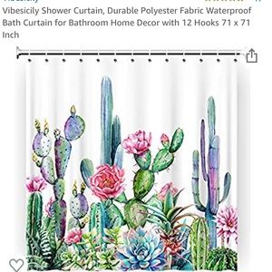 Boho cactus shower curtain new